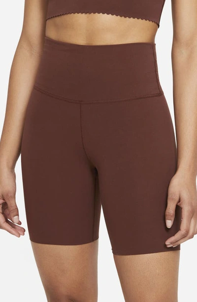 Shop Nike Yoga Luxe Tight Shorts In Bronze Eclipse/ Smokey Mauve