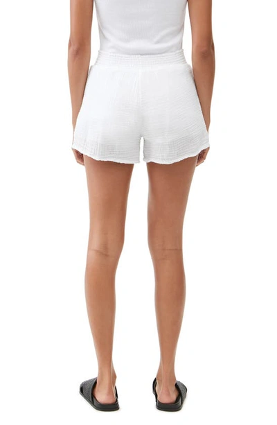 Shop Michael Stars Peggy Smocked Waist Gauze Shorts In White