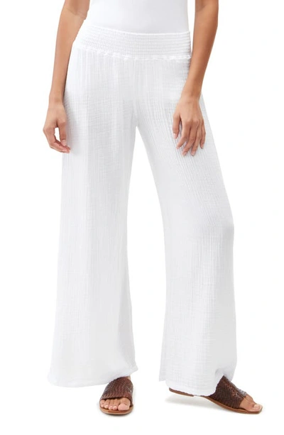 Shop Michael Stars Smocked Wide Leg Pants In White