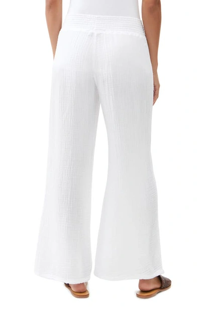 Shop Michael Stars Smocked Wide Leg Pants In White