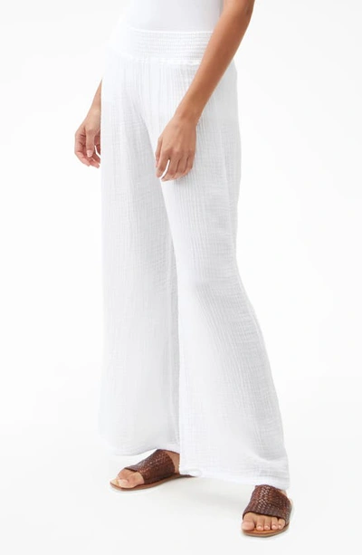 Shop Michael Stars Smocked Wide Leg Pants In White