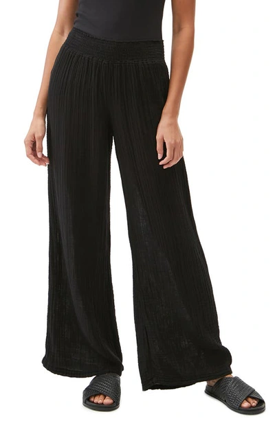 Shop Michael Stars Smocked Wide Leg Pants In Black