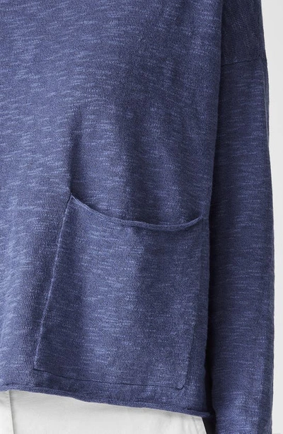 Shop Eileen Fisher Organic Cotton & Linen Slub Pocket Knit Top In Periwinkle