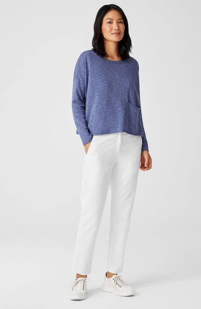 Shop Eileen Fisher Organic Cotton & Linen Slub Pocket Knit Top In Periwinkle