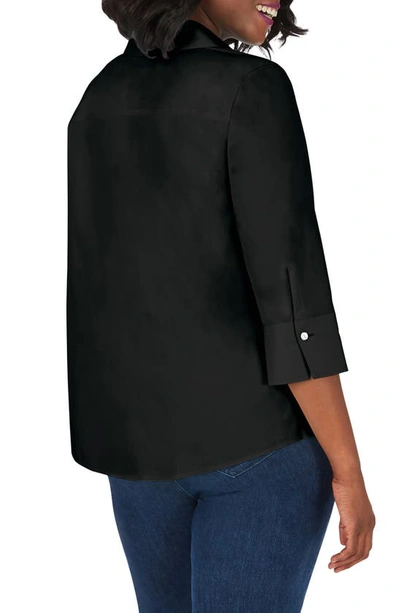 Foxcroft Mary Non-iron Stretch Cotton Button-up Shirt In Black