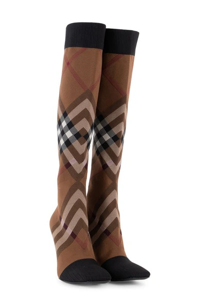 Shop Burberry Dolman Knee High Boot In Birch Brown Ip Chk