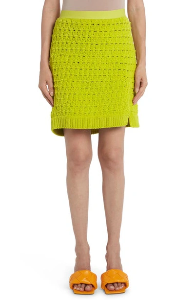 Shop Bottega Veneta Twisted Knit Chenille Miniskirt In Kiwi