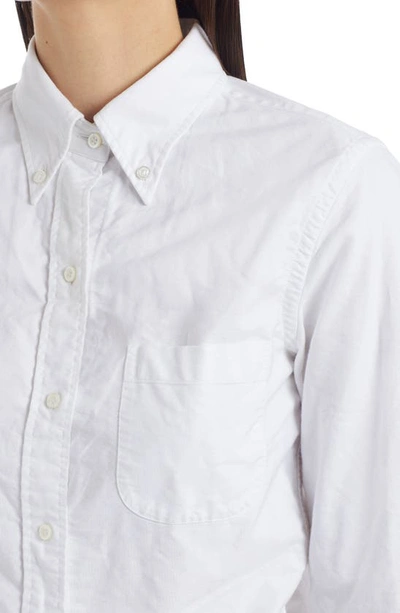 Thom Browne Classic Point Collar Long Sleeve Cotton Blouse In White
