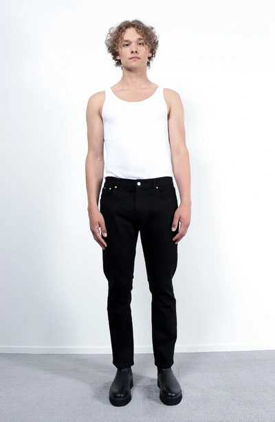 Shop Amendi Lars Slim Tapered Leg Stretch Organic Cotton Jeans In Forever Black