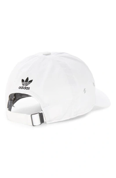 Adidas Originals Mini Trefoil Relaxed Strap Back Hat In White/ Black