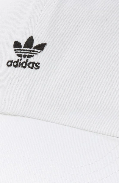 Shop Adidas Originals Mini Trefoil Relaxed Strap Back Hat In White/ Black