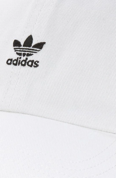 Adidas Originals Mini Trefoil Relaxed Strap Back Hat In White/ Black