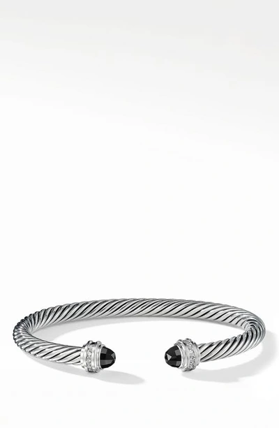 Shop David Yurman Cable Classics Bracelet With Semiprecious Stones & Diamonds In Black Onyx