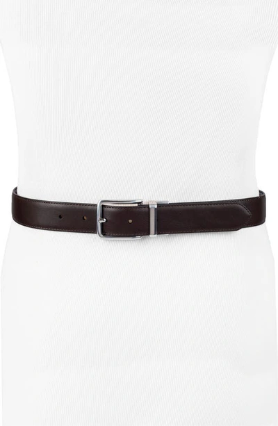 Shop Cole Haan Reversible Feather Edge Leather Belt In Black/ Brown