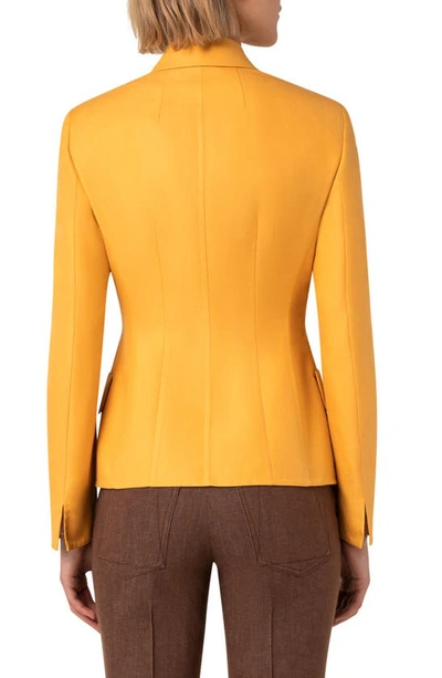 Shop Akris Glorie Double Breasted Cotton & Silk Blend Jacket In 122 Marigold