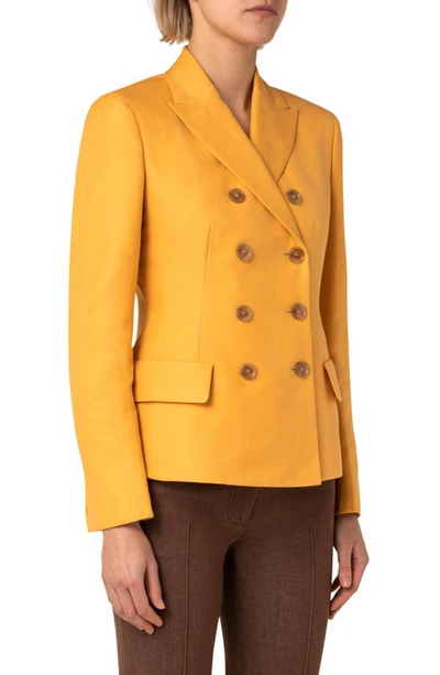 Shop Akris Glorie Double Breasted Cotton & Silk Blend Jacket In 122 Marigold