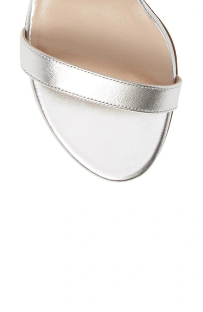 Shop Stuart Weitzman Nearlynude Ankle Strap Sandal In Silver Metallic Nappa