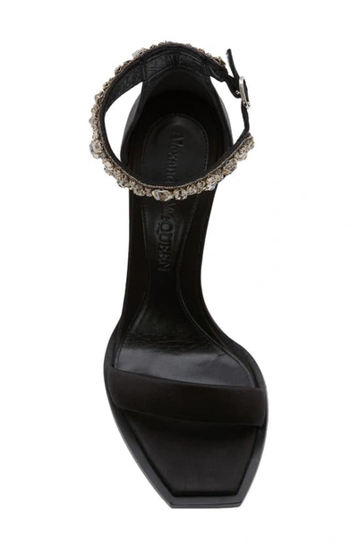 Shop Alexander Mcqueen Crystal Strap Sandal In Black/ Crystal/ Silver