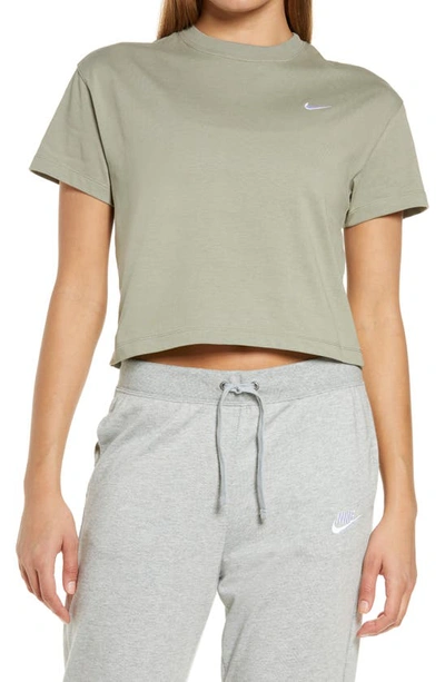 Shop Nike Lab Nrg Crop Cotton T-shirt In Light Army/ White