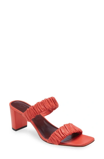 Shop Staud Frankie Ruched Slide Sandal In Scarlet
