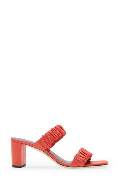 Shop Staud Frankie Ruched Slide Sandal In Scarlet