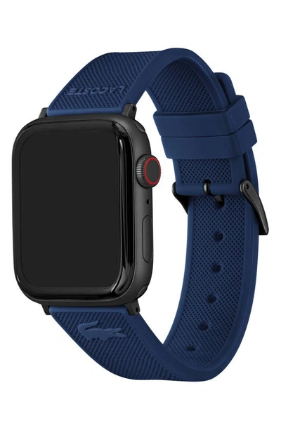 Shop Lacoste Petit Piqué Silicone Apple Watch® Watchband In Blue