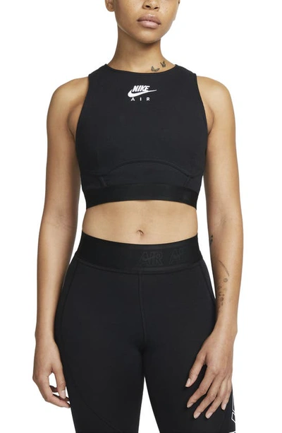 Shop Nike Air Crop Rib Tank In Black/ White