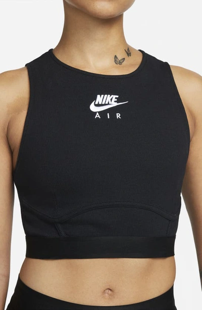 Shop Nike Air Crop Rib Tank In Black/ White