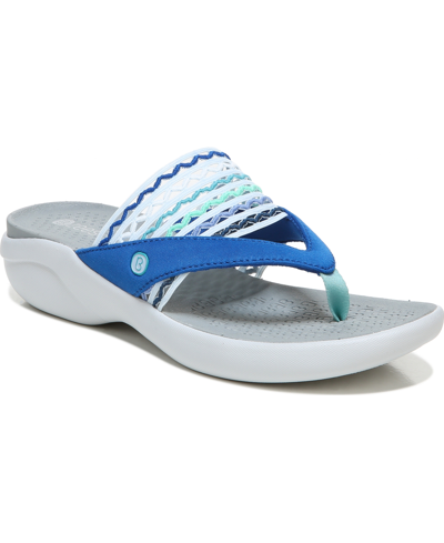 Shop Bzees Cabana Washable Thong Sandals Women's Shoes In Blue Stretch Fabric