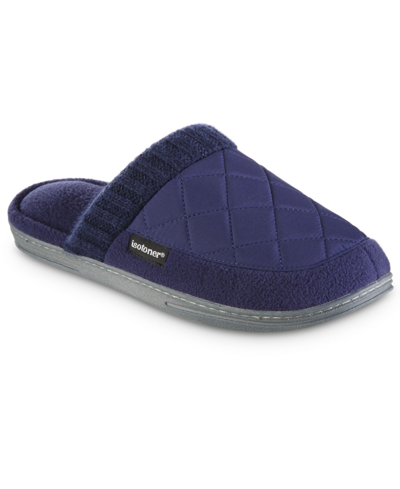 Shop Isotoner Men's Memory Foam Quilted Levon Clog Slippers In Navy Blue