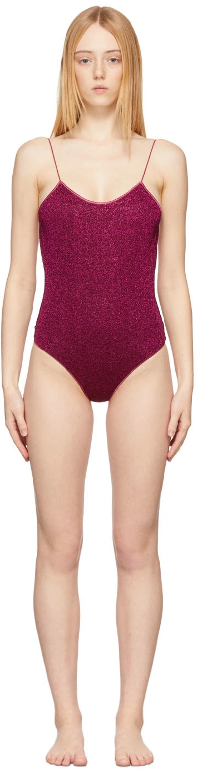 Shop Oseree Pink Lumière One-piece Swimsuit In Dk Fuchsia