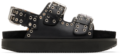 Shop Isabel Marant Black Leather Ophie Sandals In 01bk Black