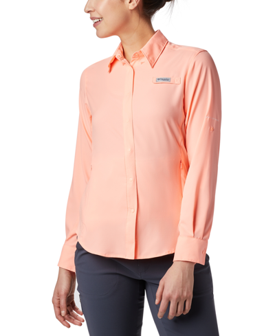 Shop Columbia Women's Pfg Tamiami Ii Long-sleeved Shirt In Tiki Pink