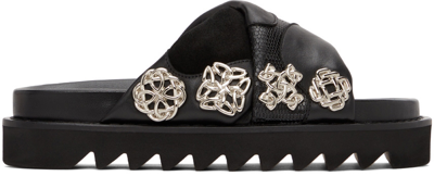 Shop Toga Ssense Exclusive Black Flat Sandals In Aj1093 - Black