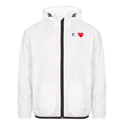Shop Comme Des Garçons Play Hooded Zip Jacket In White