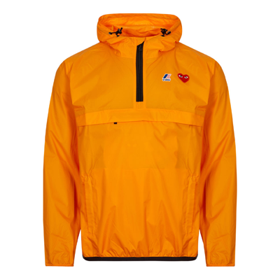 Shop Comme Des Garçons Play Hooded Zip Jacket In Orange
