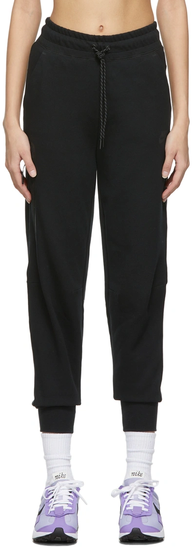 Shop Nike Black Tech Fleece Sportswear Essential High Rise Lounge Pants In Black/black