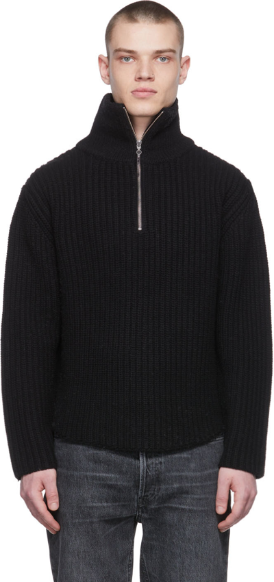 EYTYS BLACK NEPTUNE ZIP-UP SWEATER 