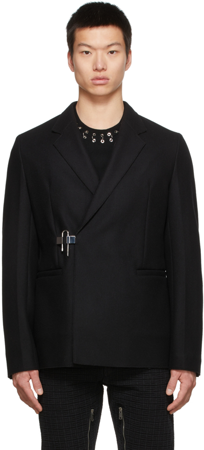 Shop Givenchy Black Wool Padlock Blazer In 001-black