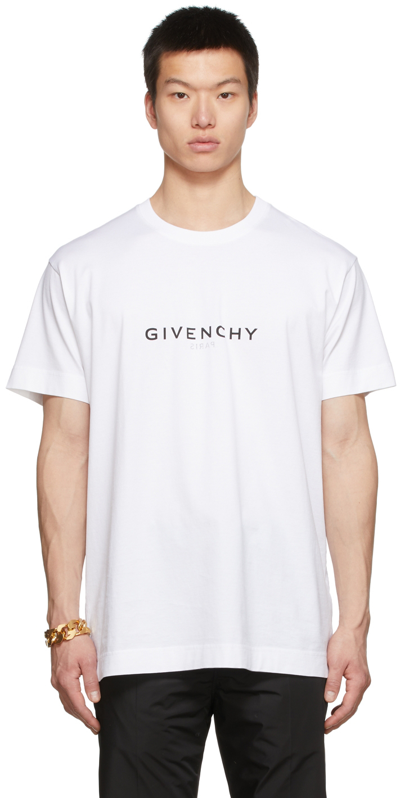 Shop Givenchy White Reverse Logo Print T-shirt In 100-white