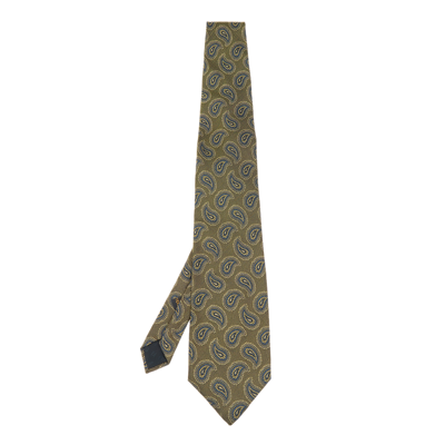 Pre-owned Fendi Green Paisley Silk Jacquard Tie