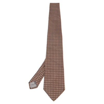 Pre-owned Dior Christian  Brown Square Patterned Silk Jacquard Tie