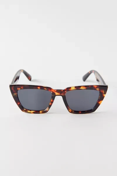 Shop Urban Outfitters Muir Plastic Rectangle Sunglasses In Dark Brown At