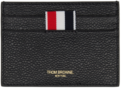 Shop Thom Browne Black Pebble Grain Card Holder In 001 Black