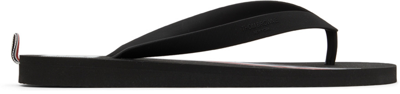 Shop Thom Browne Black Rwb Stripe Flip Flops In 001 Black