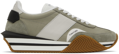 Shop Tom Ford Green & Grey James Sneakers In U8028 Grey