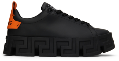 Shop Versace Black Greca Labyrinth Sneakers In 2b920 Nero+neon Oran
