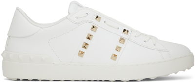 Shop Valentino White Rockstud Untitled Sneakers In Bianco/platino/bianc