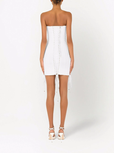 Shop Dolce & Gabbana Lace-detail Gabardine Minidress In White