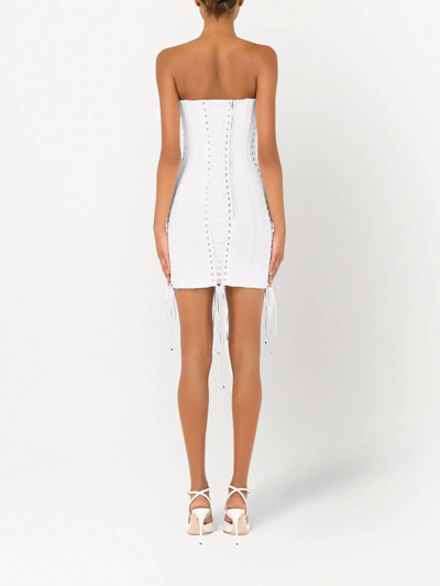 Dolce & Gabbana Short Gabardine Dress With Lacing In White